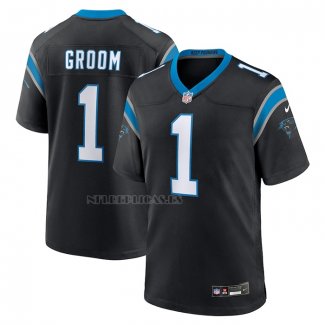 Camiseta NFL Game Carolina Panthers Number 1 Groom Negro