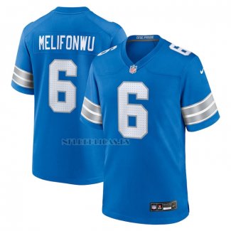 Camiseta NFL Game Detroit Lions Ifeatu Melifonwu Azul Blanco